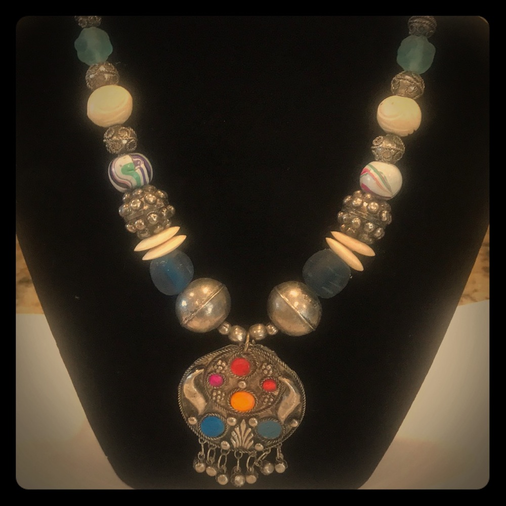 Indian Silver Oxidized beaded Necklace
